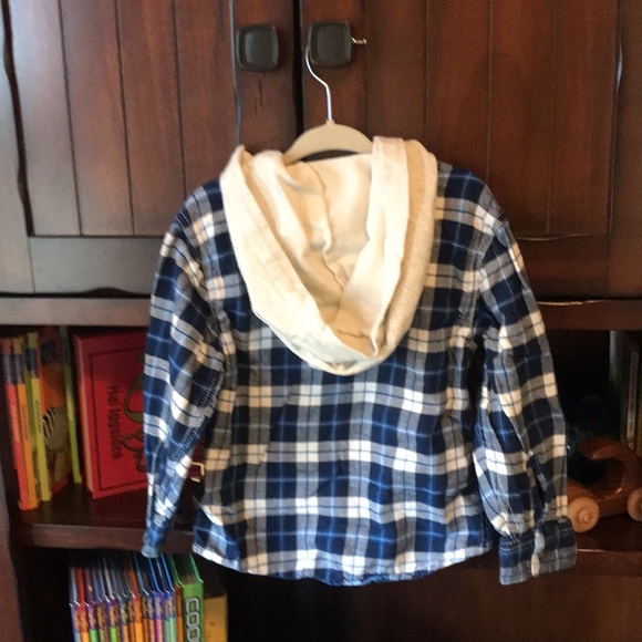 Carters 4t Flannel Hoodie Long Sleeve Button Down Shirt - Picture 4 of 5